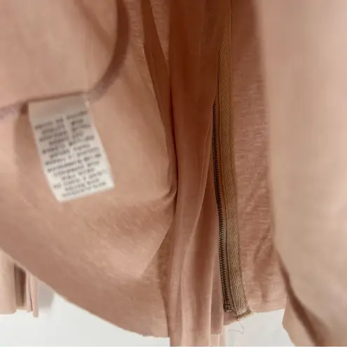 Elegant Lightweight Cotton Blend Ballet Pink Ruffle Zip Front Cardigan Size M Size M