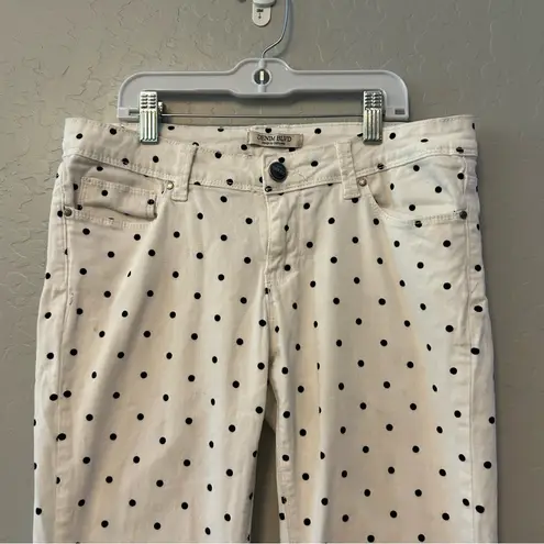 Denim Blvd white and black polka dot skinny stretchy jeans size 9