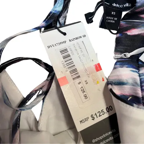 New Dolce Vita Rainbow Sand Printed VNeck XS Cropped Romper Black