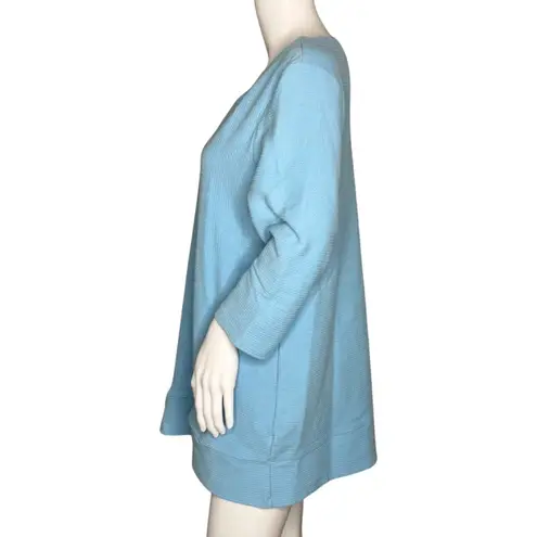 Onque Casual Shirt Womens XL Blue Ribbed Knit Everyday Office Casual Versatile