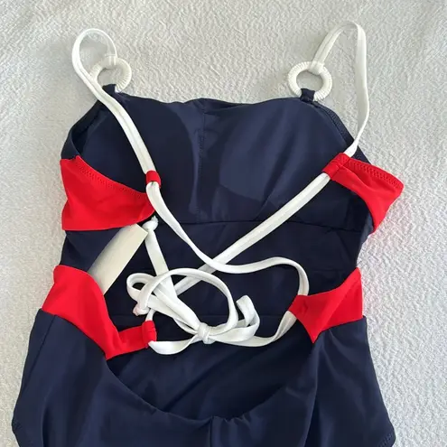 Robin Piccone Babe Lace-Up Back One-Piece Swimsuit, Size 6, $170