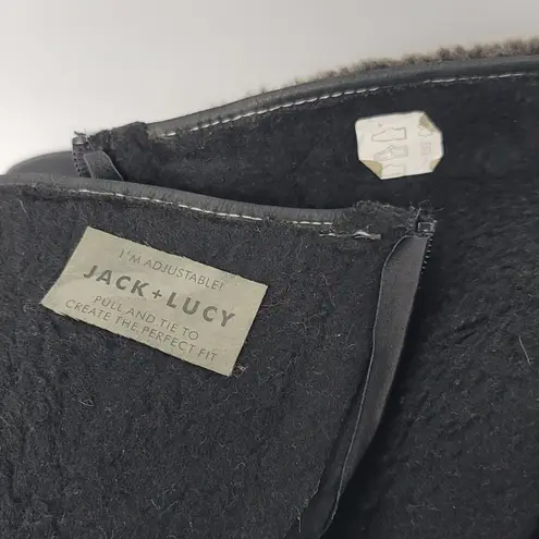 Jack & Lucky Womens Leather Fur Lace Up Back Zipper Low Wedge Tall Boots Size 39 Black