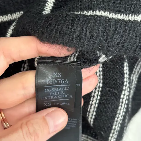 ALLSAINTS Marty Roll Neck Sweater Mohair Blend Black and White Stripe - Size XS