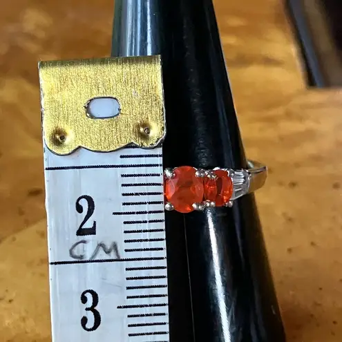 Natural Fire Opal Sterling Silver Ring Size 8