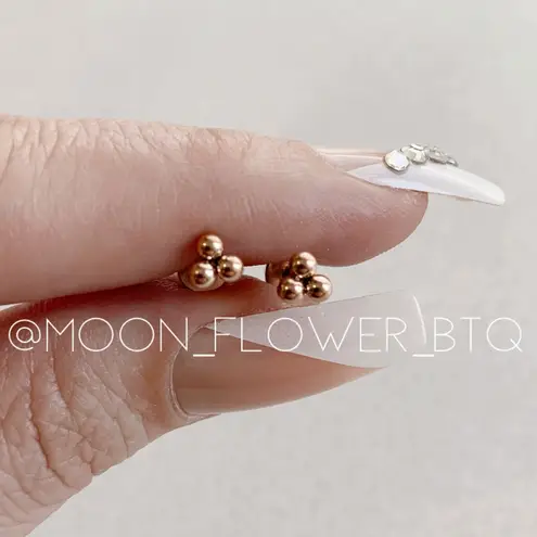 Rose Gold Triple Ball Dot Flat Back Earrings Pink