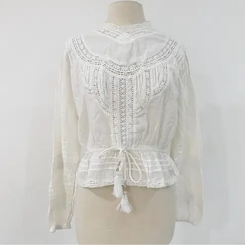 Marea 100% cotton Victorian blouse in off