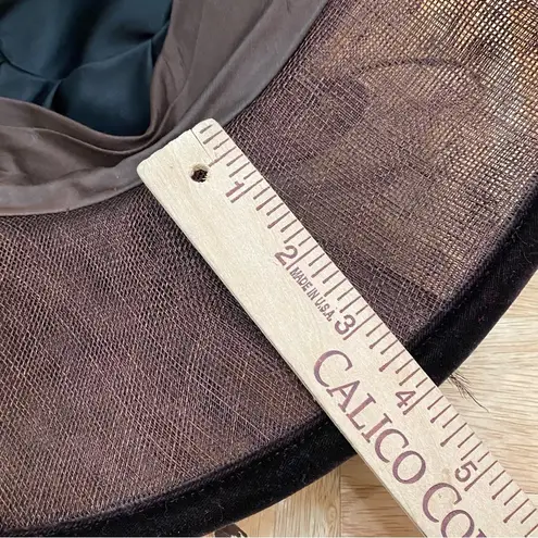 PETER BETTLEY London Chocolate Brown Straw Velvet Feather Fascinator Hat