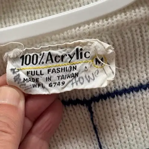 Unbranded Vtg White Rainbow Block White Cardigan Sweater Sz Medium Golf Preppy