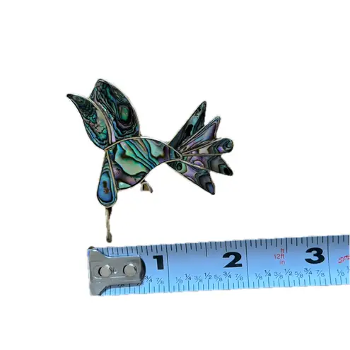 Vintage Signed Mexico 925 Sterling Silver Taxco Hummingbird Accent Broach 2 inch Black - Image 5