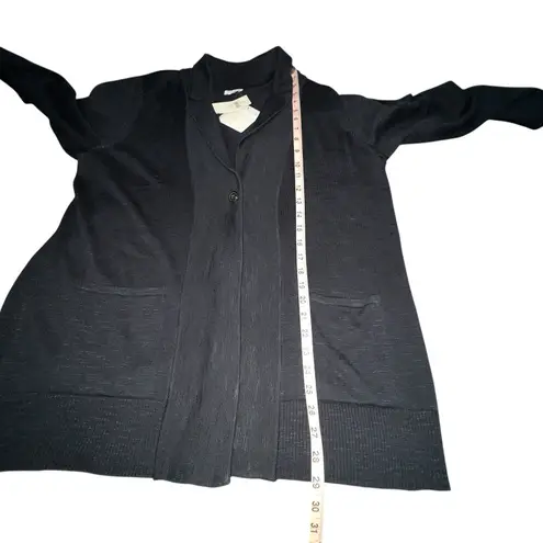 J Jill Textured Sweater Jacket Size XLP Cardigan Navy Pockets Stretch Knit NWT Blue