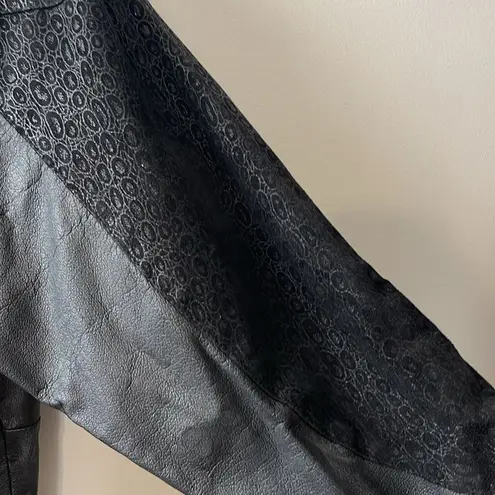 Vintage 90s Ladies Black Leather Trench Coat Full Length Long Large 80s Mob Wife