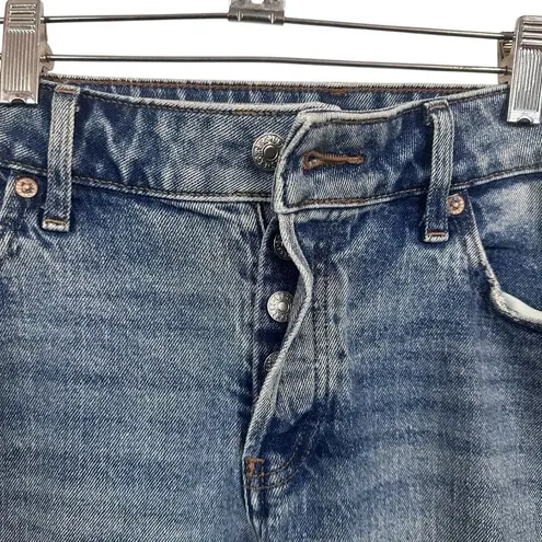 EXPRESS  Womens Sz 6 Regular Relaxed Straight Low Rise Distressed Wide Leg Jeans