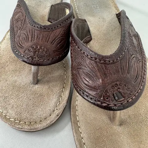 Roper Leather Embossed Western Thong Sandals Size 6