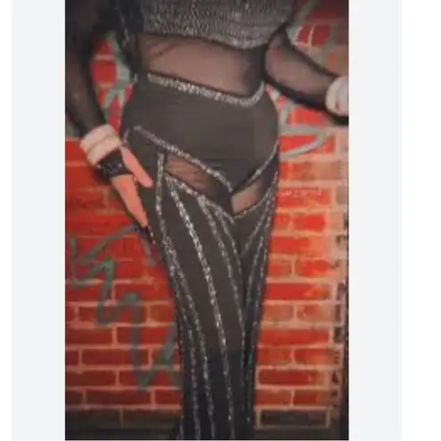 Southern Fried Chicks Southern Fried Chics See You Lookin’ Jumpsuit sequin rhinestone Size XXL black