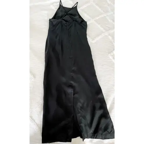 Madewell  | NWT | Crisscross Midi Slip Dress in Cupro-Blend | True Black | Sz 2