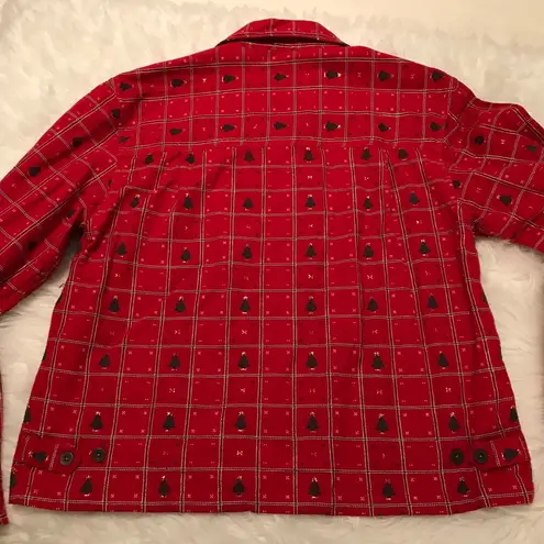 Dress Barn  Christmas tree button down top/jacket size M Holiday Party