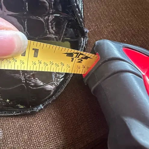 Anne Klein ANNE KLIEN Black Pantent ( Shoulder Crocodile Pattern) Silver Hardware Purse - Image 11