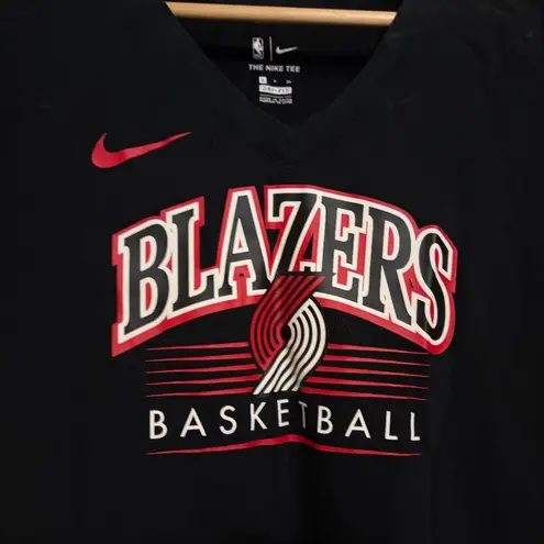 Nba Portland Trailblazers T Shirt Women Small Black Short Sleeve Nike Blazers V Neck