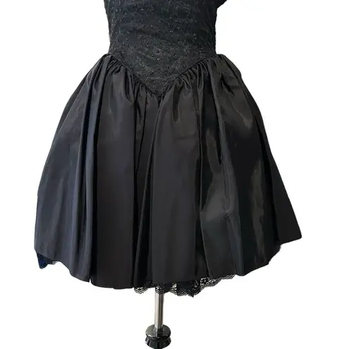 Jessica McClintock Gunne Sax  Size 3 Black Bow Back Dress Tulle Glitter Goth Prom