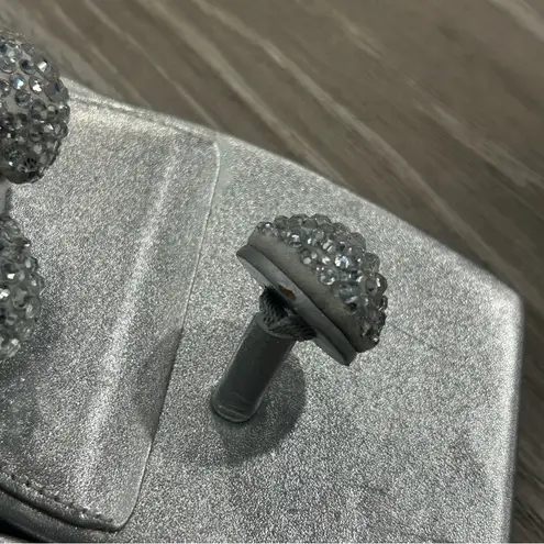 Cult Gaia Sarina Crystal Embellished Silver Kitten Heels Size 38/8