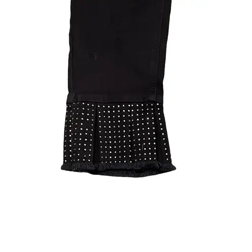 Earl Jean Womens Denim Ankle Pants Size 6 Black Jeweled Leg Cuffs Stretch 28X26