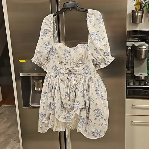 💕SELKIE💕 The Bed & Breakfast Kiera Dress ~ Blue Floral Print XXL