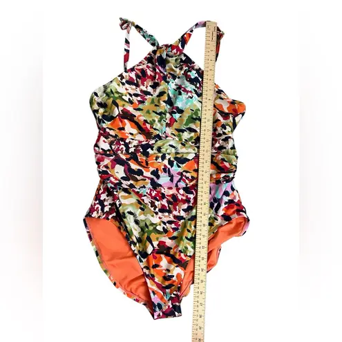 Bleu Rod Beattie high-neck keyhole one-piece swimsuit