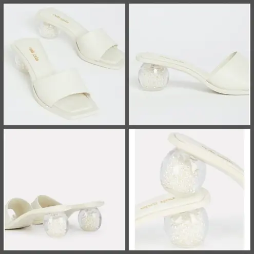 Cult Gaia ππ Tao Pearl Sandal ~ Off White Leather Mules Square Toe EU 41 NWT