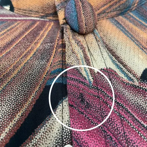 Vintage Blouse Graphic Pattern Handmade FLAWS Long Sleeve Fish Tail Secretary Brown Size M