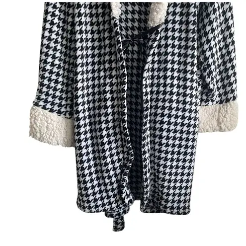 Just Love Women Belted Robe L Houndstooth Plush Cozy Warm Leisure Lounge Mdi New