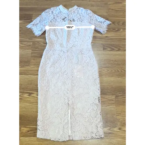 Alexis Pink Rose Blush guipure Ardella High Neck bodycon Midi Dress Size M