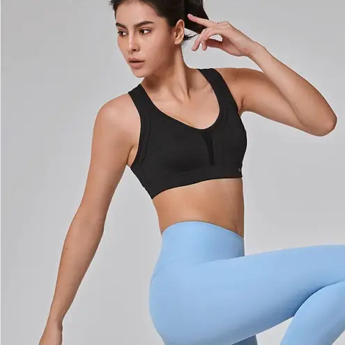 Yvette Power Cross Back Padded Running Sports Bra Black Size M