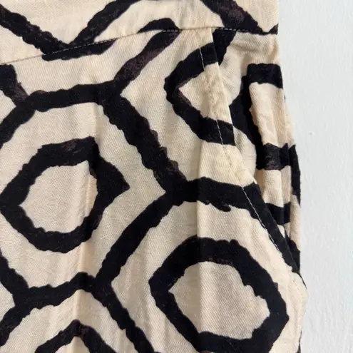 Sincerely Jules High Waist Wide Leg Pants Cream & Black Abstract Geometric Large