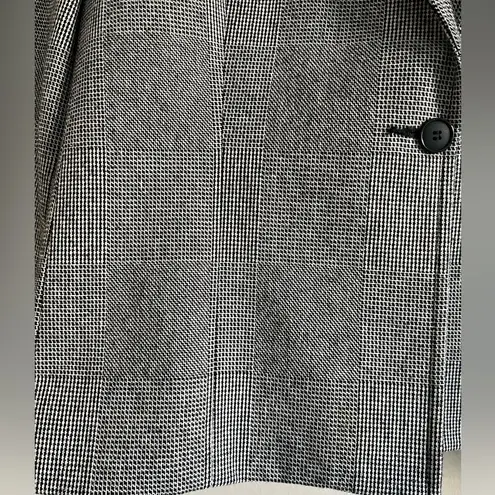 Vintage Houndstooth Blazer Velvet Collar Career Jacket Size 38 Modern Large Black