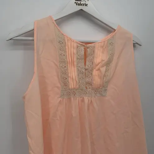 Miss Elaine Vintage Bright Peach Nightgown Dress Mini Lounge Size Small Coquette Pink