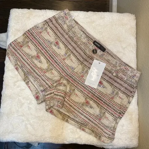 Mango NWT Tribal Print Linen Like Shorts - Size 2