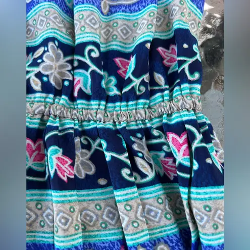 Vintage Lady Carol Midi Dress Floral Geometric Print 80s Boho Style Size 10