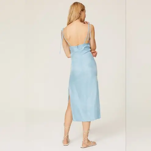 RTR sz4 THIRD FORM Corset Cami Slip Dress light baby blue midi length silky Size 4