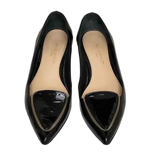 Nicole Bonnet Paris Black Patent Leather Flats Size 8
