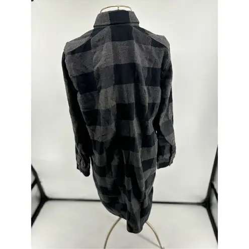 Wilfred Aritzia Free black gray long sleeve plaid flannel shirt dress size small