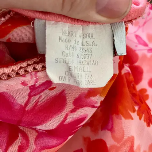 Heart Soul Early 2000's Asymmetric Pink Orange Floral Handkerchief Mesh Skirt S