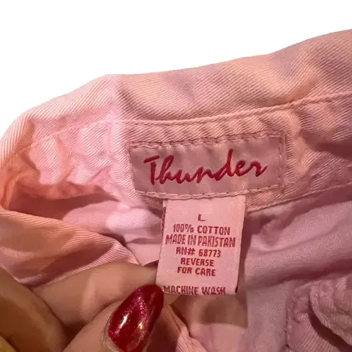 Harley Davidson Thunder Pink  Tie Front Sleeveless Cropped Button-Up Womens Large