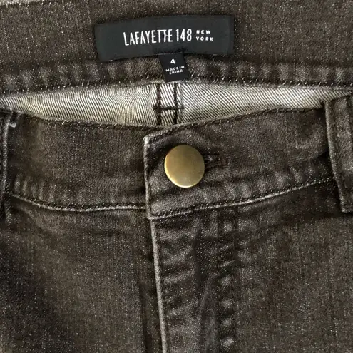 Lafayette 148 black distressed denim cropped jeans high rise size 4