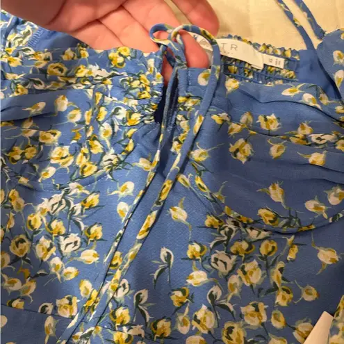 Saks 5th Avenue ASTR the Label Blue Floral Mini Dress Sz xS – Long Puff Sleeve milk maid