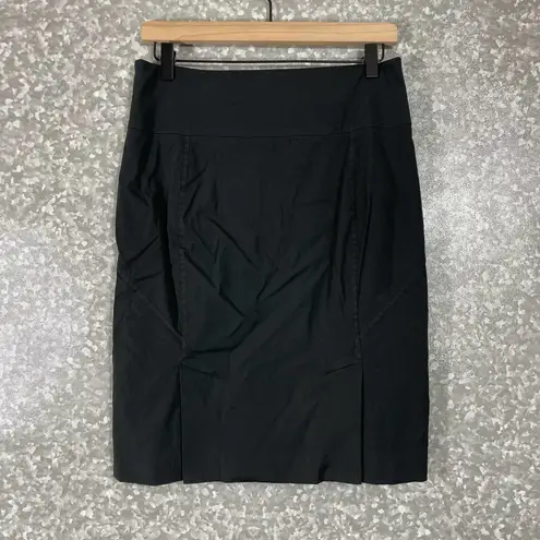 Club Monaco Black Knee Length Double Slit Pencil Skirt - Size 6 - Wide Waistband