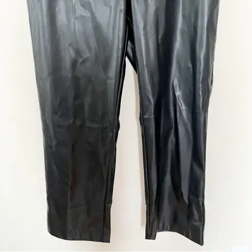 Alexia Admor Black Faux Leather Wide Leg Trouser Pants Size 12 Formal Dressy
