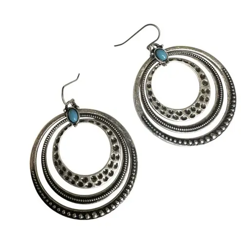 Premier Designs Vintage  Around Town Hoop Earrings with Faux Turquoise Accent