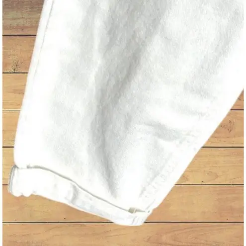 GB Off White Denim Pants Tie Waist Rolled Cuffs Smart Casual Size 31