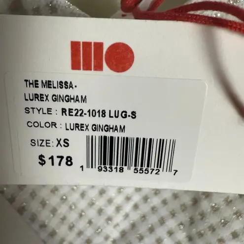 Solid & Striped Melissa One Piece Swimsuit White Metallic Lurex Gingham Size XS