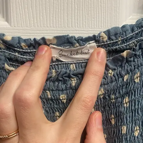 Bucket List Boutique Brand Polka Dot Smocked Wise Leg Jumpsuit Size Small Blue